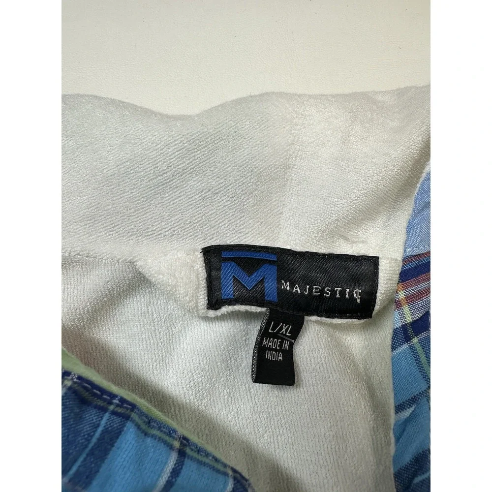 Majestic Robe Pants Set Cotton Madras Plaid Terry Cloth‎ Lined Men's Size XL/2XL